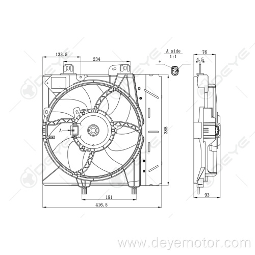 1253.P8 Hot selling radiator cooling fan for PEUGEOT207